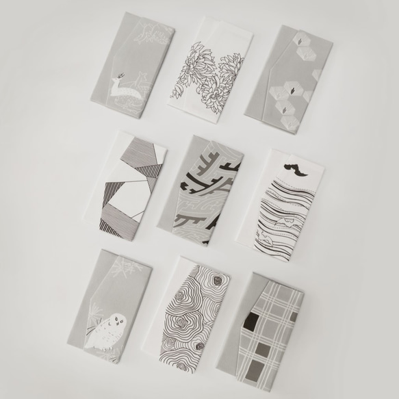 京友禅　金封袱紗（ふくさ）『ONE TONE』　椿　モノトーン 8枚目の画像
