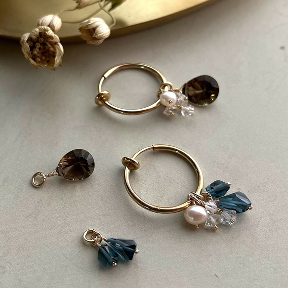 ロンドンブルートパーズとレモン×スモーキークォーツの着せ替え  