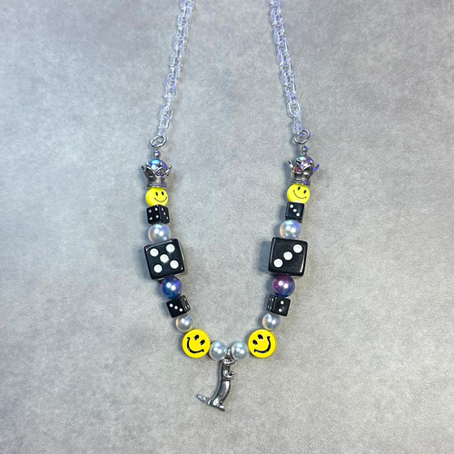 ニコちゃん×ブラックサイコロネックレス ネックレス・ペンダント RET