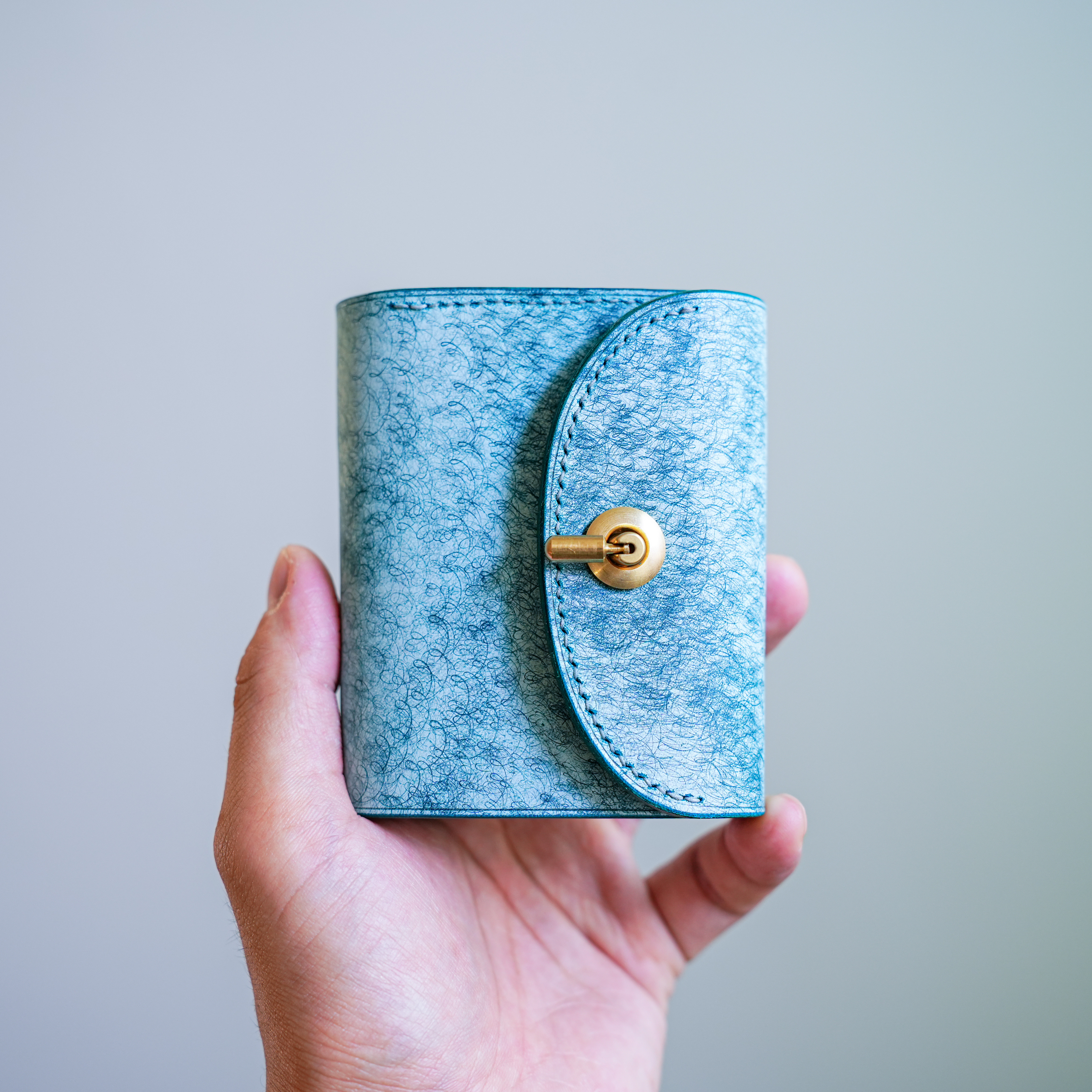 flap mini wallet [ MARGOT FOG / Turchese ] オコシ金具 ver. ミニ財布