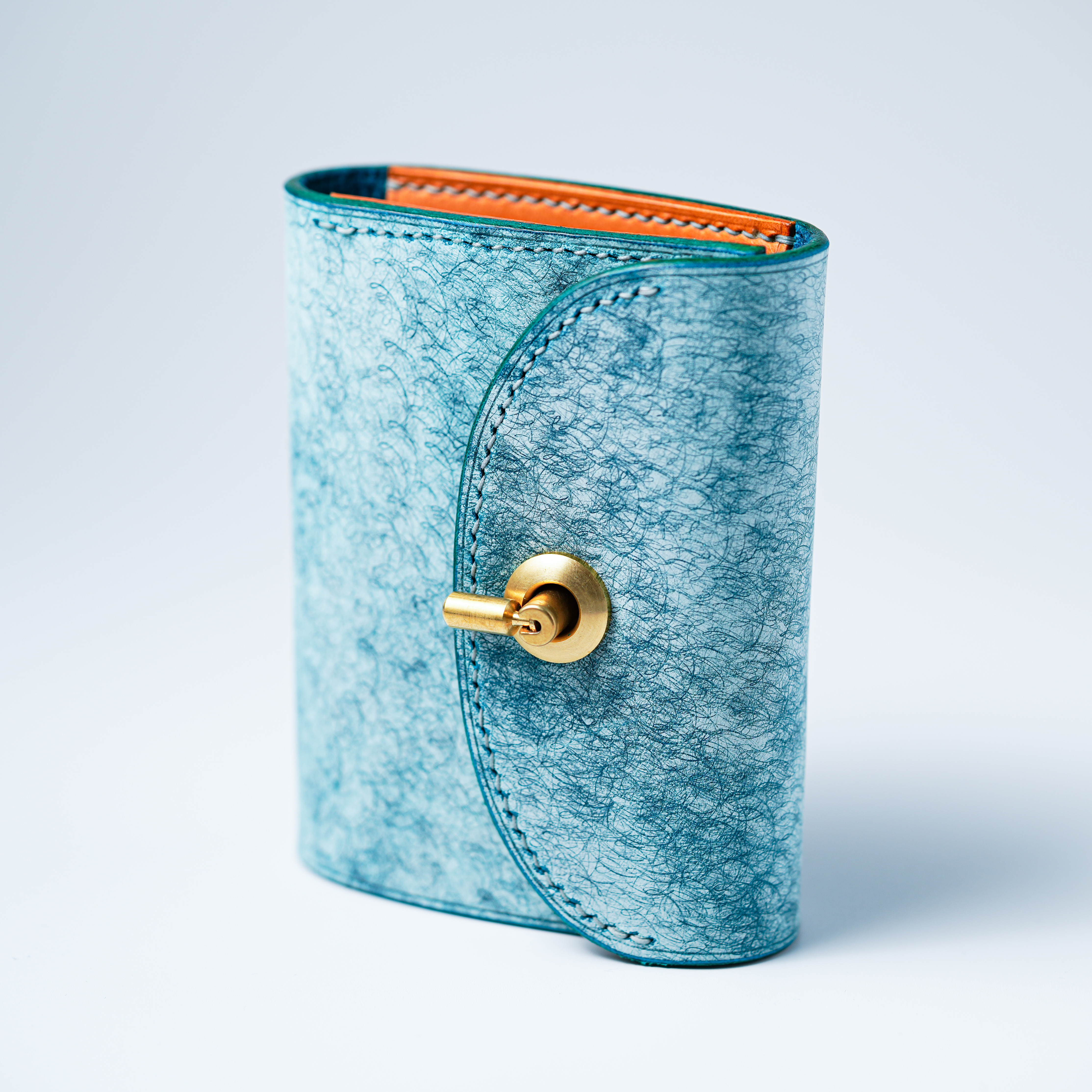 flap mini wallet [ MARGOT FOG / Turchese ] オコシ金具 ver. ミニ財布