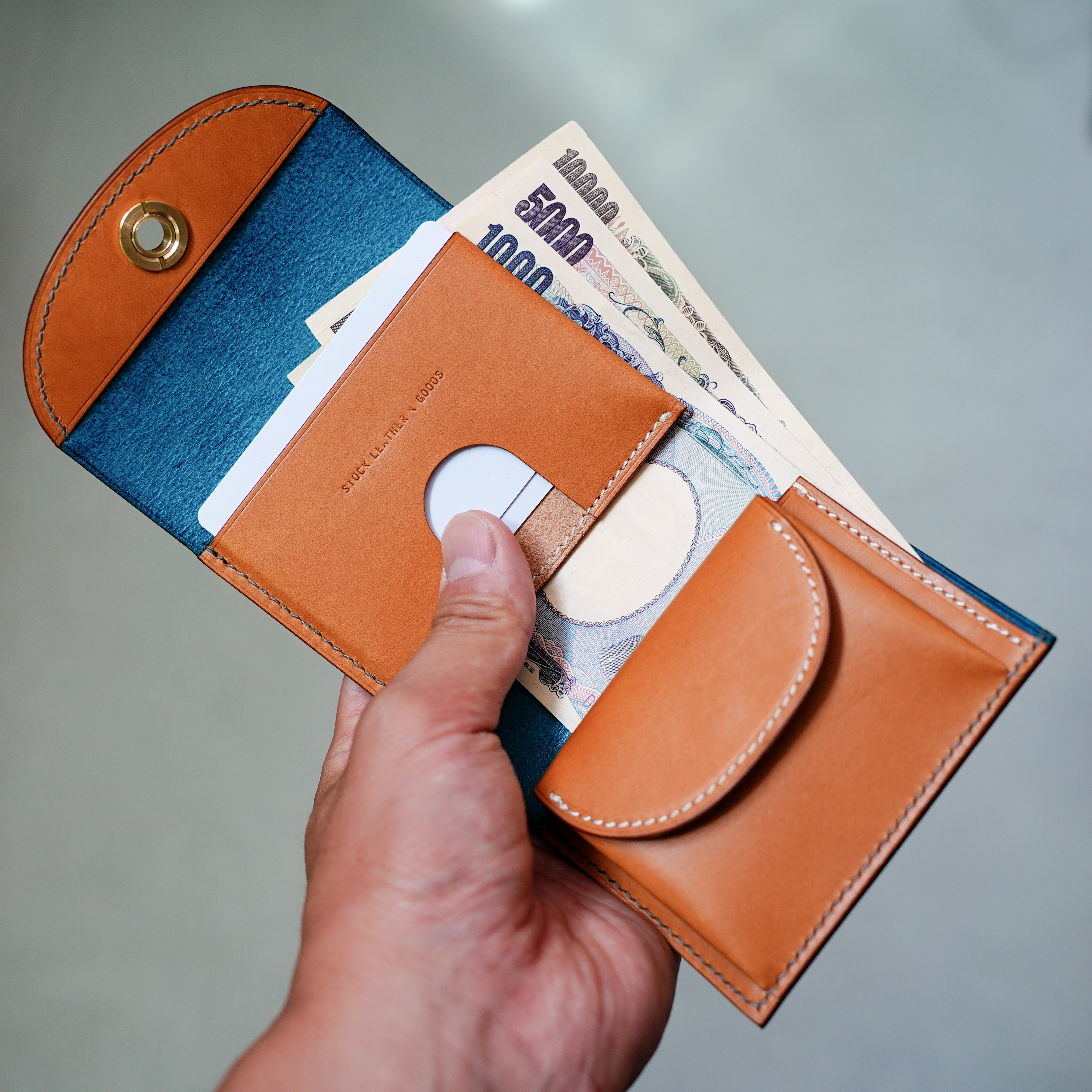 flap mini wallet [ MARGOT FOG / Turchese ] オコシ金具 ver. ミニ財布