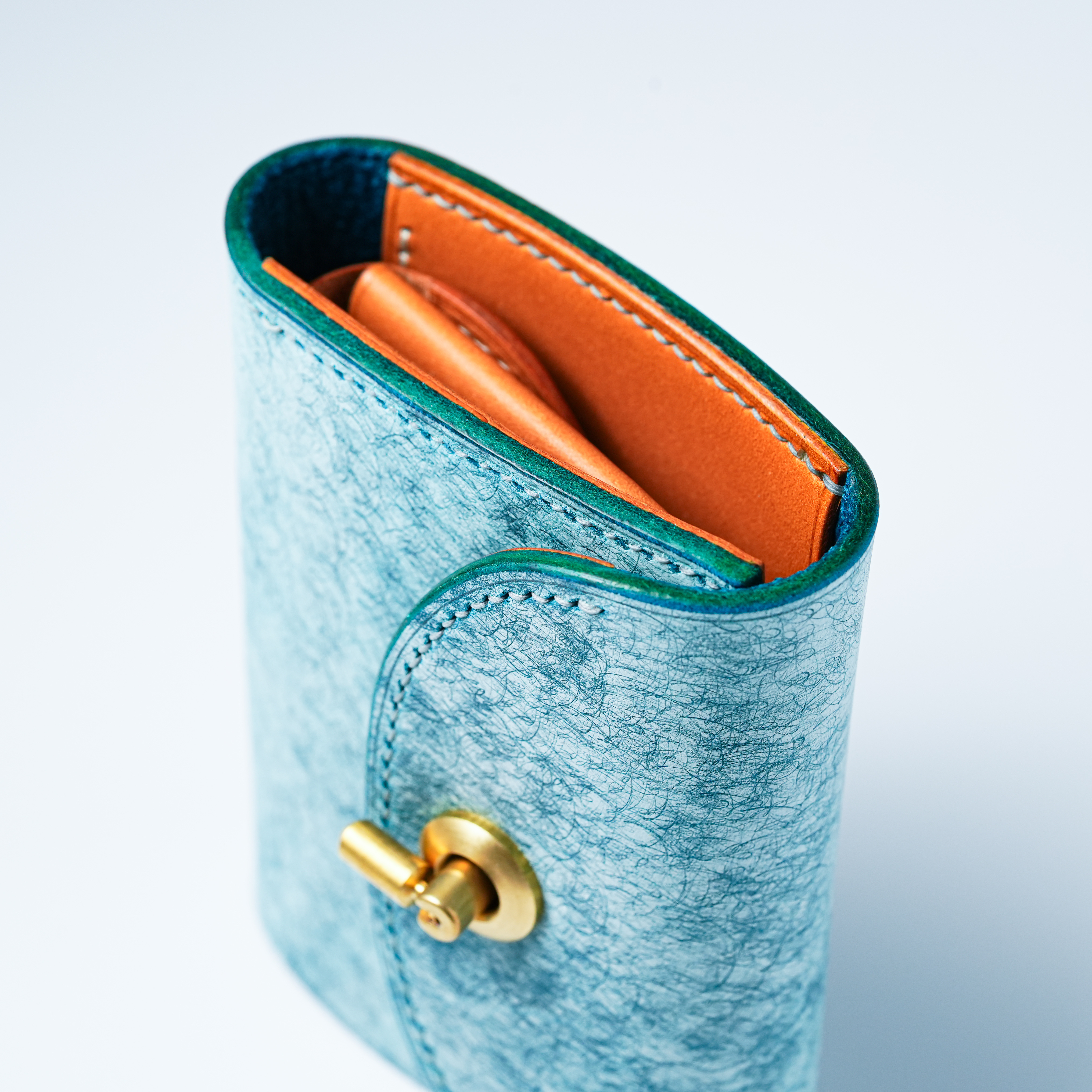 flap mini wallet [ MARGOT FOG / Turchese ] オコシ金具 ver. ミニ財布