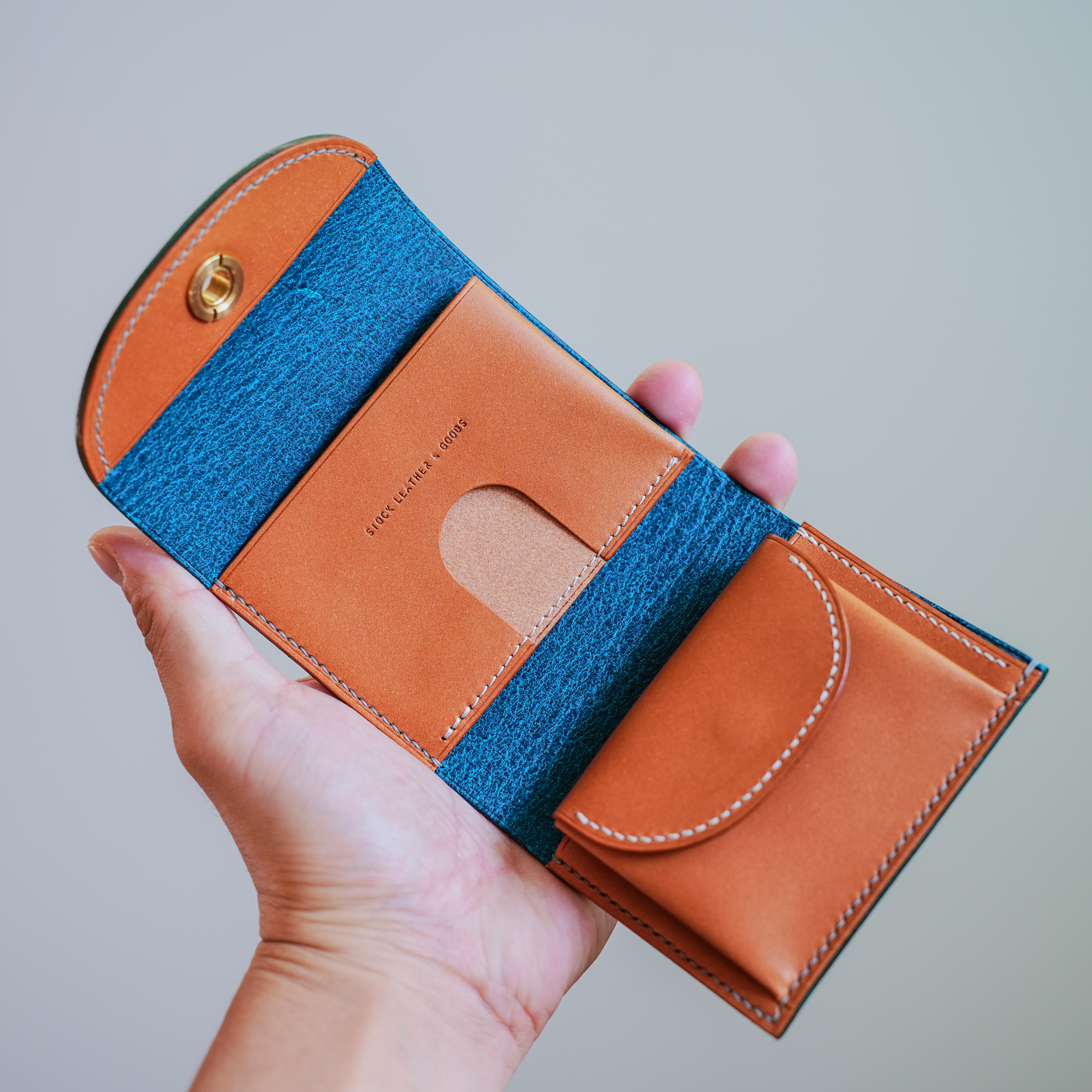 flap mini wallet [ MARGOT FOG / Turchese ] オコシ金具 ver. ミニ財布