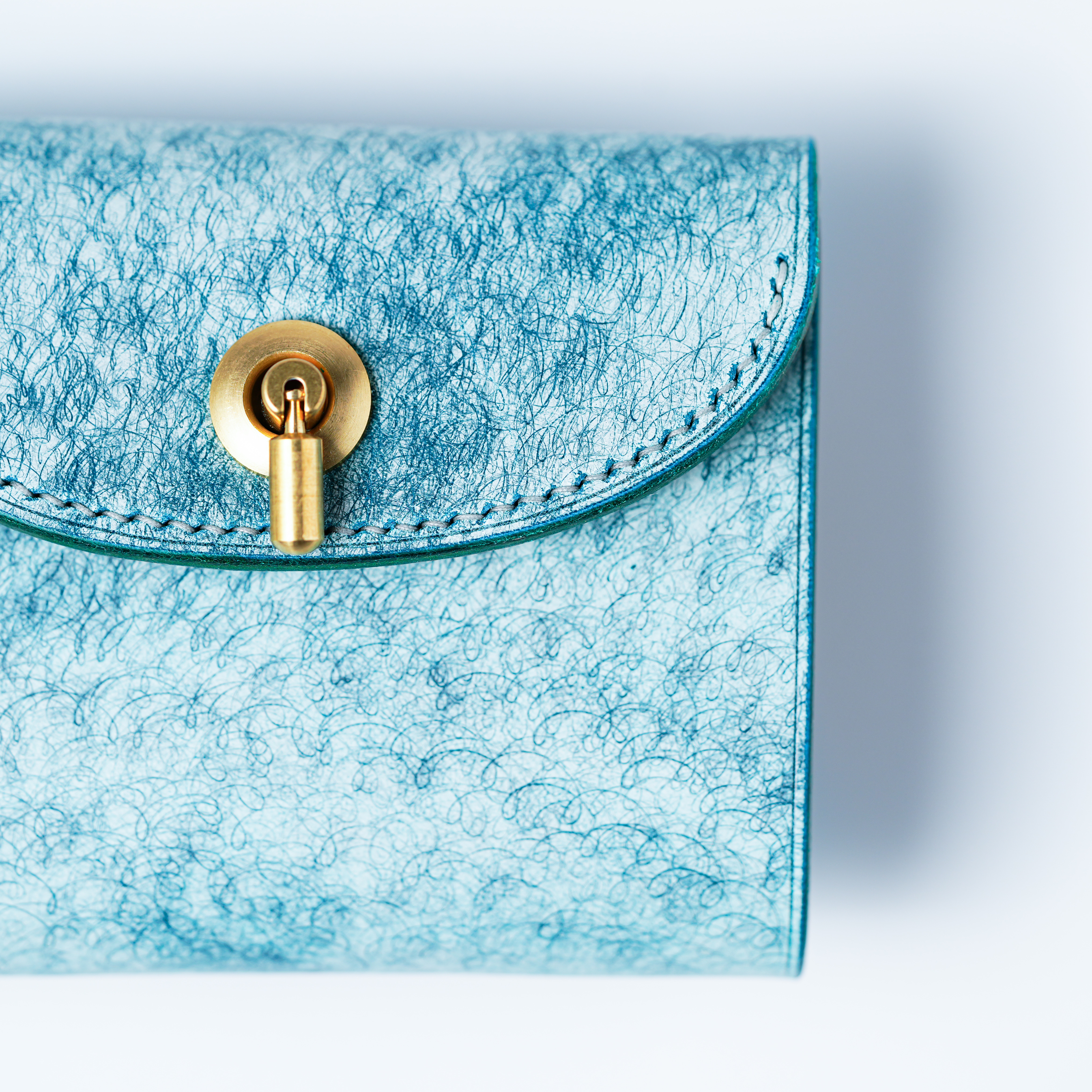 flap mini wallet [ MARGOT FOG / Turchese ] オコシ金具 ver. ミニ財布