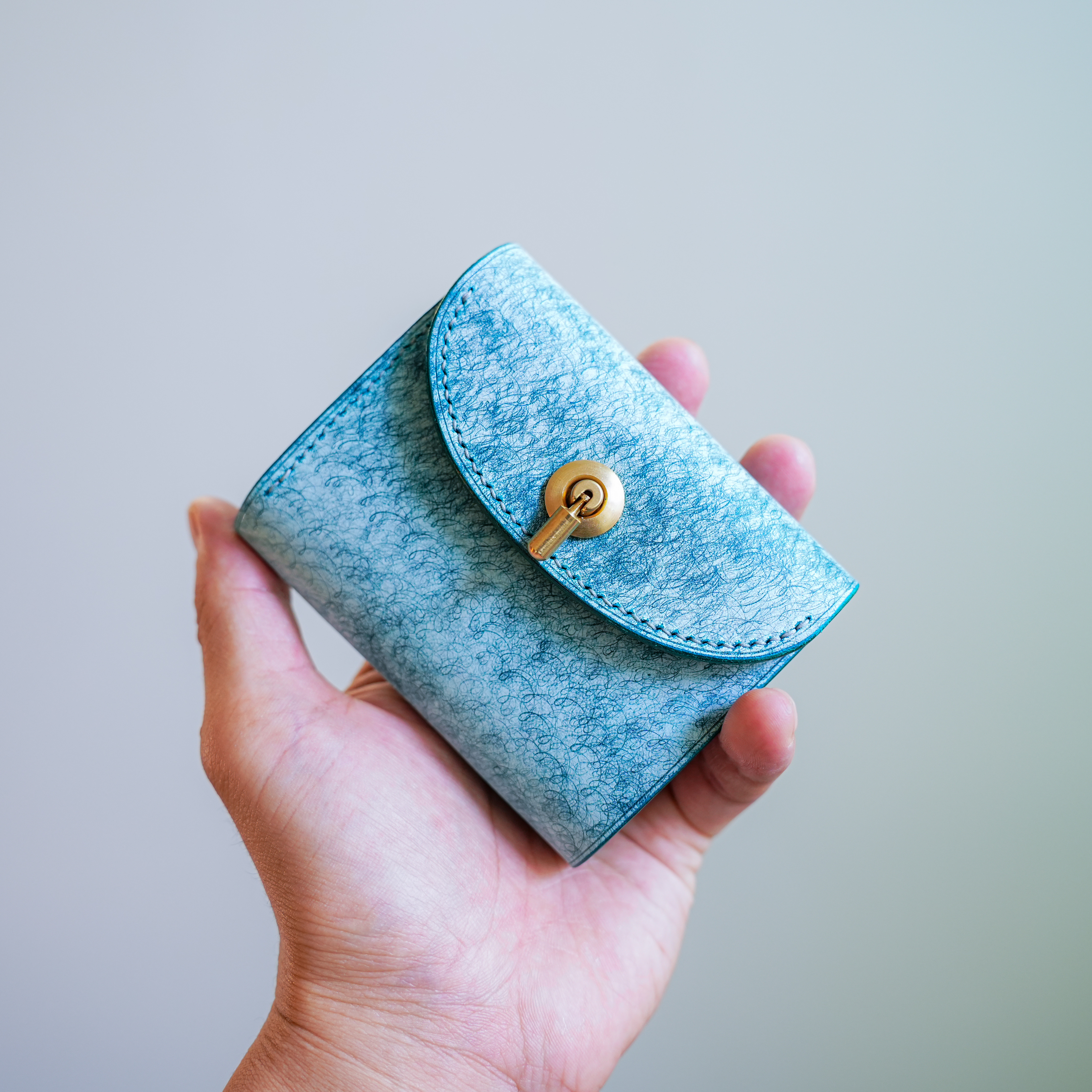 flap mini wallet [ MARGOT FOG / Turchese ] オコシ金具 ver. ミニ財布