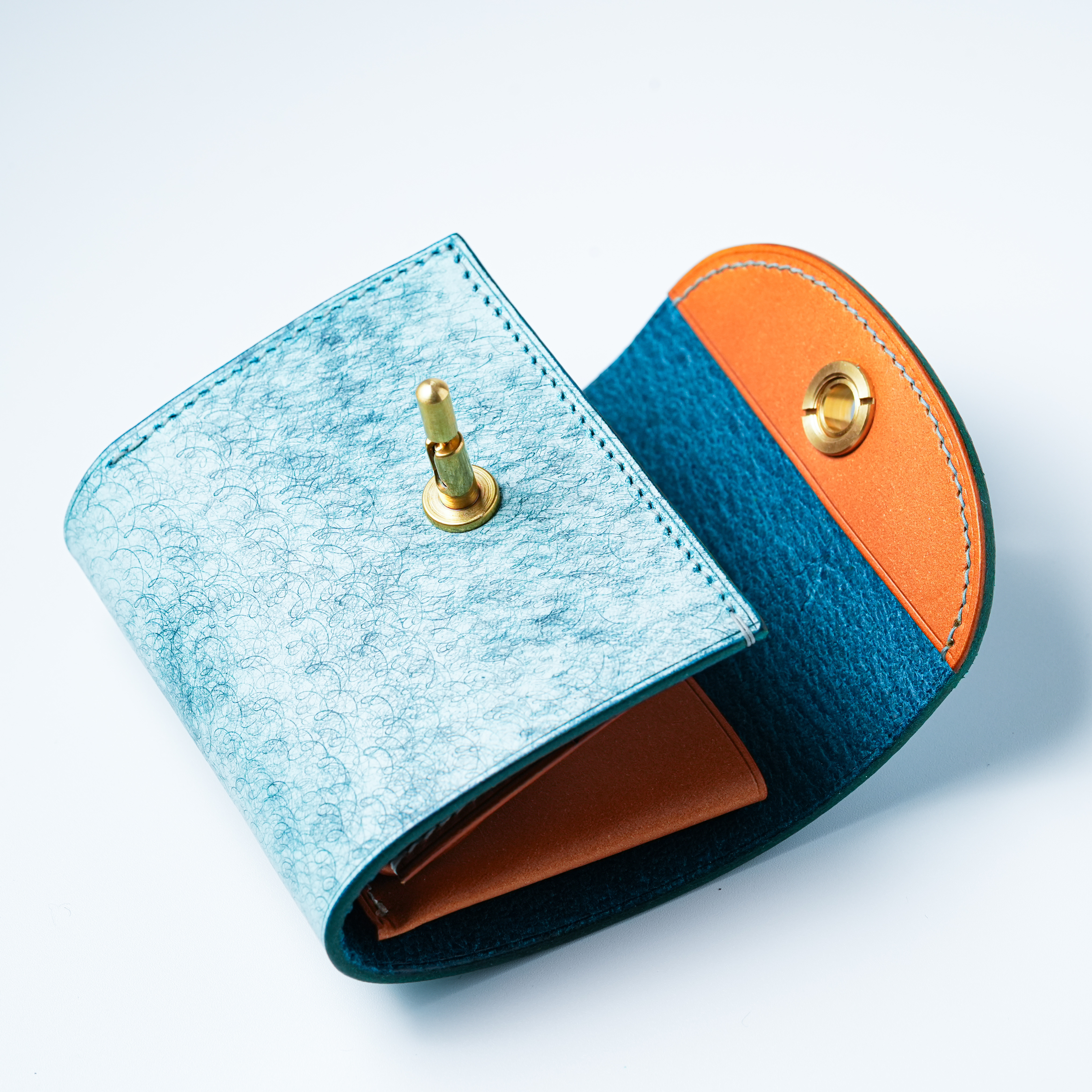 flap mini wallet [ MARGOT FOG / Turchese ] オコシ金具 ver. ミニ財布