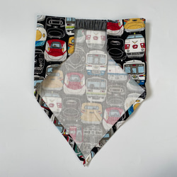 電車フェイス黒⭐︎100〜110子供エプロン、三角巾、巾着の３点セット　 7枚目の画像