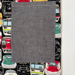 電車フェイス黒⭐︎100〜110子供エプロン、三角巾、巾着の３点セット　 4枚目の画像