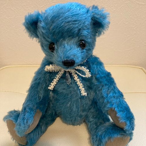 ブルー グリーンベア ぬいぐるみ ハンドメイド 海外作家 エリオットブルーのテディベア 〜24cm〜 ぬいぐるみ sanatio 通販