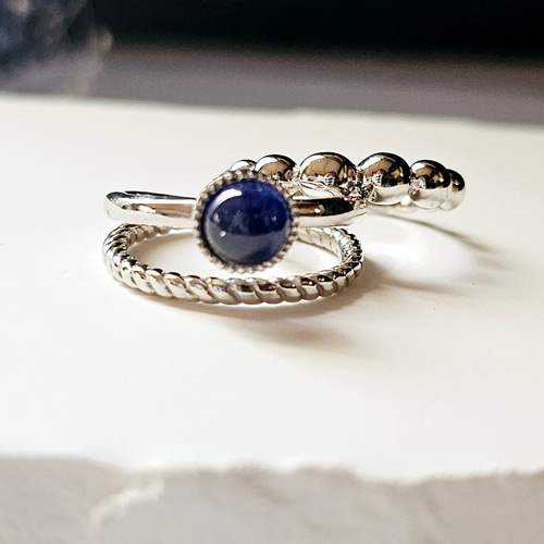 新作）ご褒美2点セット❤️サファイア重ね付けマルチリングRS-229（28