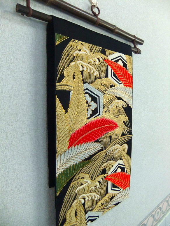 [(16)1806]圖案49.5cm/粗波樹葉圖案/掛毯、桌布等/日式 第2張的照片