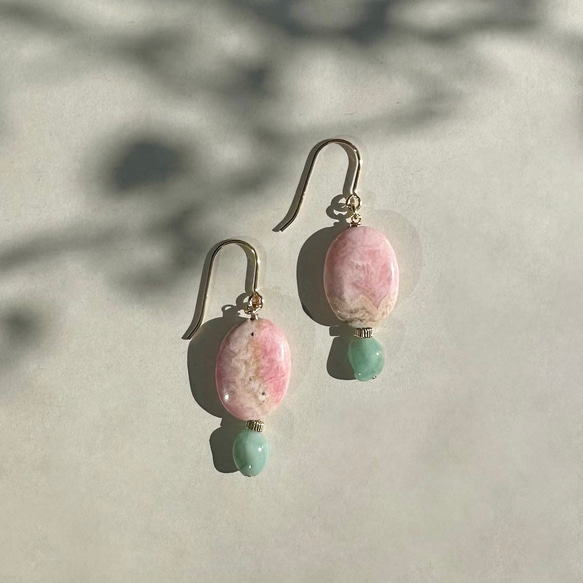 Soleil Levant / Pink oparl＋Emerald Pierce（14Kgf） 2枚目の画像