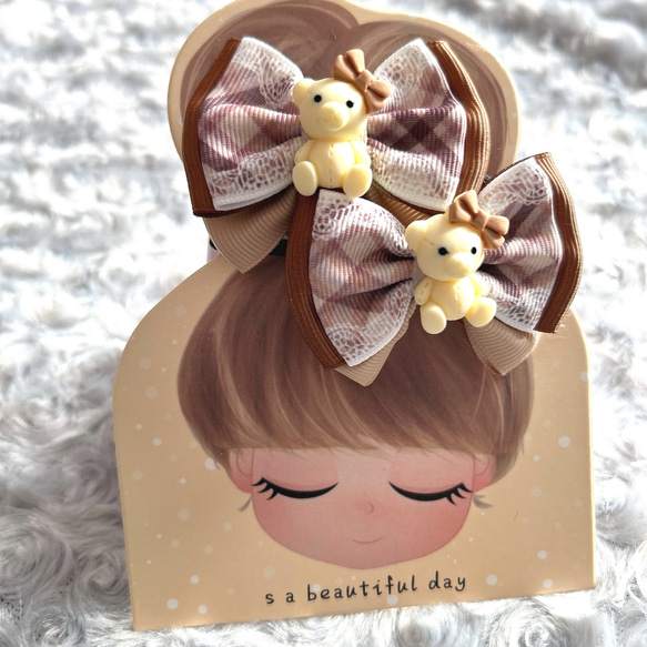 レジン 猫 ヘアゴム ブローチ ポニーフック No.101 ヘアゴム No.101