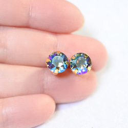 施華洛世奇閃光效果水鑽耳環（8 毫米，黑色鑽石閃光，鈦耳環） 第4張的照片