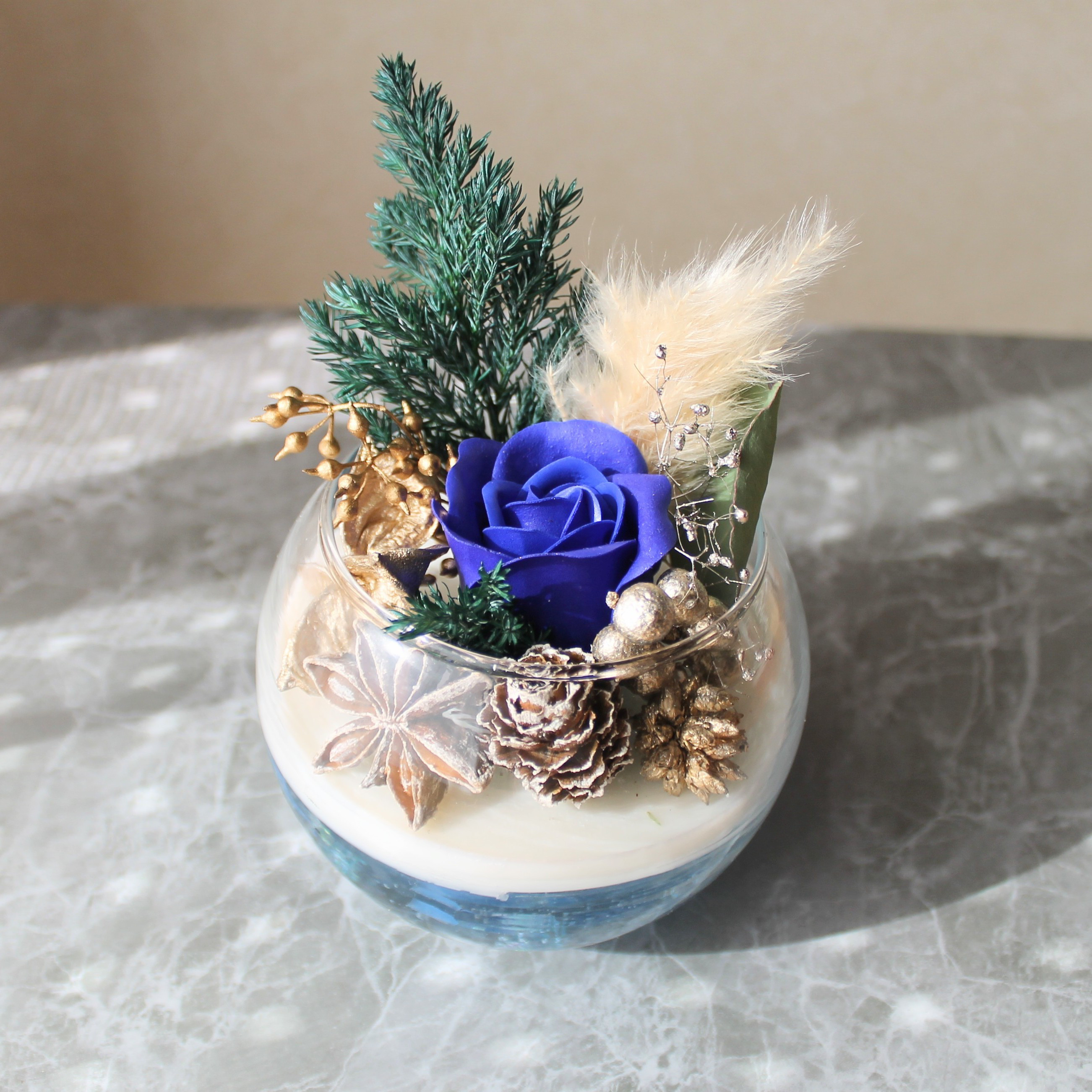 ガラスジャー ドライフラワーアレンジメント