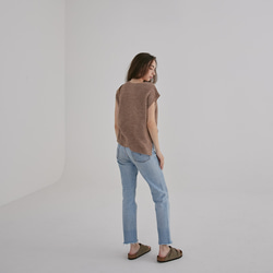 ウール クルーネック 半袖セーター - ヌード 6枚目の画像