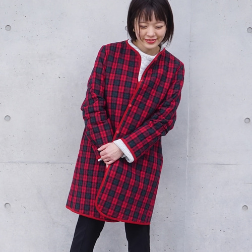 SCHOTT ピーコート USA製 オンブレチェック キルティング S 赤 黒 SCHOTT ピーコート USA製 オンブレチェック キルティング S 赤 黒