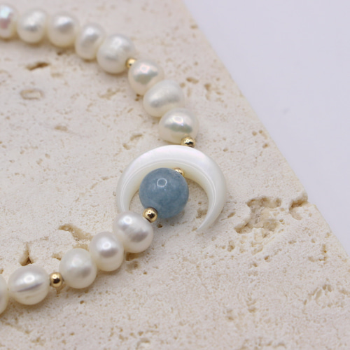 超人気】⛄️冬にぴったり！ 天然パール 貝母 アクアマリーン  