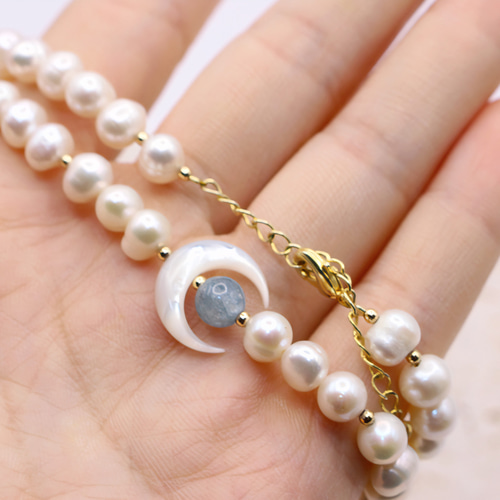 超人気】⛄️冬にぴったり！ 天然パール 貝母 アクアマリーン  