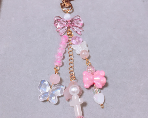 ピンク系♪韓国ビーズ＆オーロラ❤トリプル捻りビーズの蝶々カスタムボールペン❤ 75ea7eabf6d17de86f317b1235addf