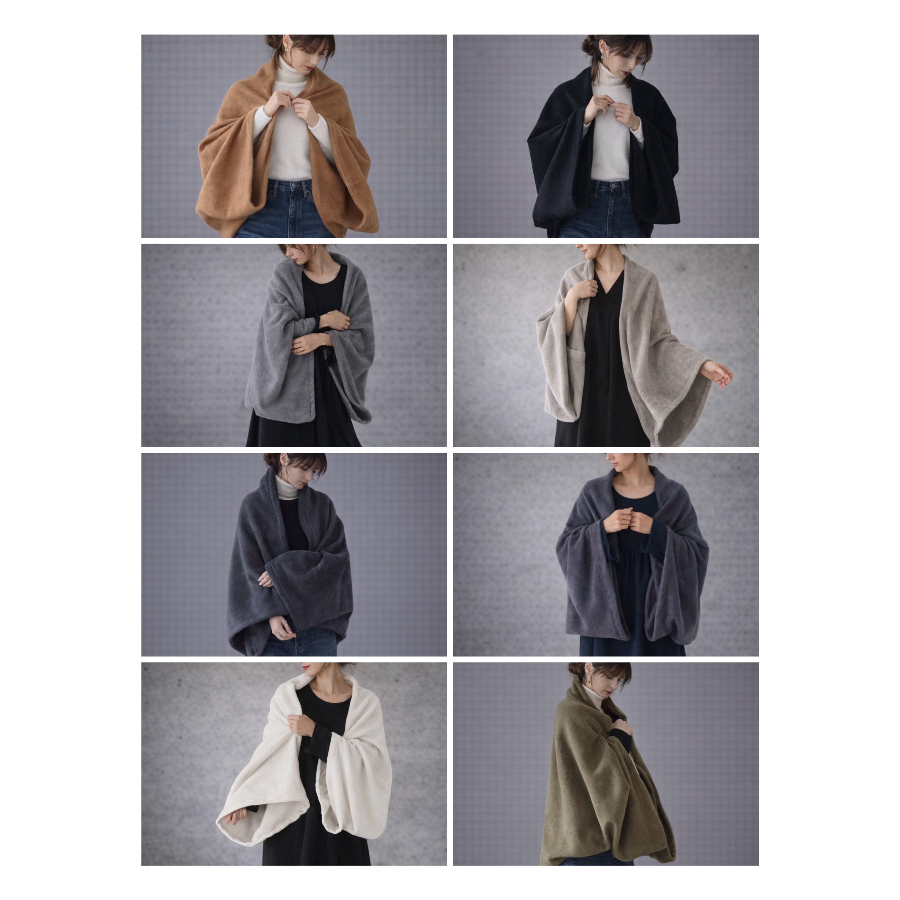 全９色／秋冬春3way大人のモコモコ高級メルトンフリースストール／ストールにもアウターにもブランケットにも使い方色々