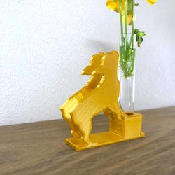 花とじゃれる犬（フレンチブルドッグ）の一輪挿し（ゴールド）　ガラス瓶　リードディフューザーとしても 3枚目の画像