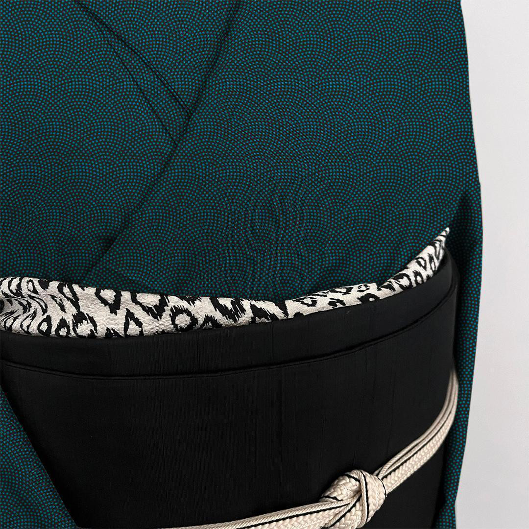 帯揚げ ちりめん ヒョウ柄 豹 縮緬 白 黒 モノトーン 帯揚 バイカラー レオパード