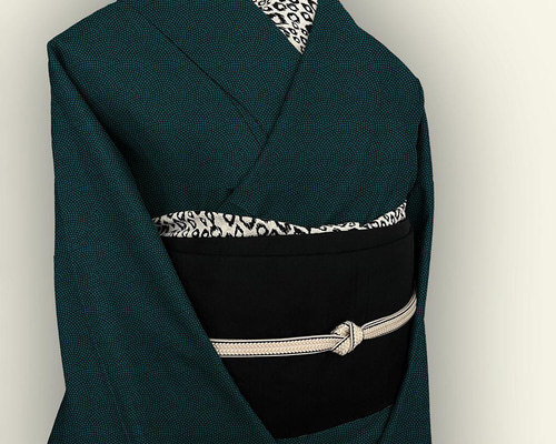 半幅帯・黒系+帯締め◆百合赤黒◆フリーサイズ◆モノトーン◆かっこいい◆粋柄 半幅帯・黒系+帯締め◇百合赤黒◇フリーサイズ◇モノトーン