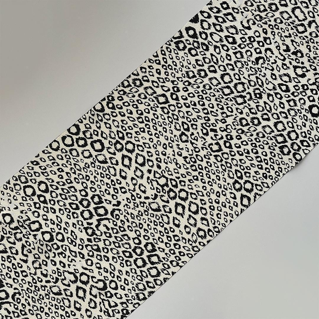 帯揚げ ちりめん ヒョウ柄 豹 縮緬 白 黒 モノトーン 帯揚 バイカラー レオパード