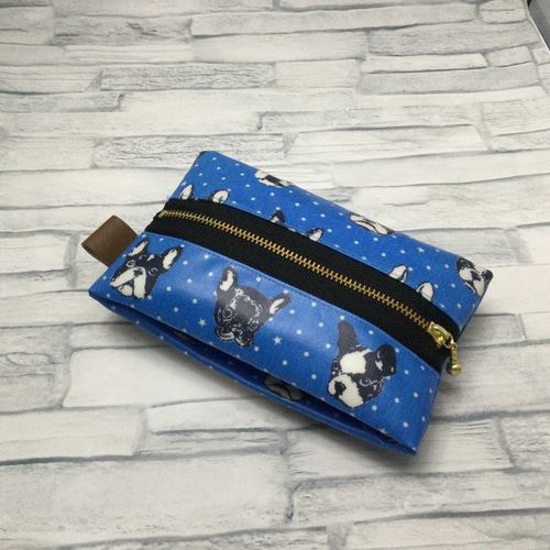 再販①マチ付きポーチ　IQOSポーチ　ファニーフェイス　青 再販① マチ付きポーチ IQOSポーチ ファニーフェイス 青