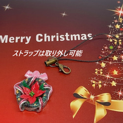 クリスマスリース　オーナメント　アクセサリー加工できます　ストラップ、キーホルダー、イヤリング、ピアス、髪飾り、ブローチ 3枚目の画像