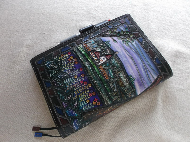 ほぼ日手帳カズン対応　レザー手帳カバー　刻印＆拭き染め　A5サイズ