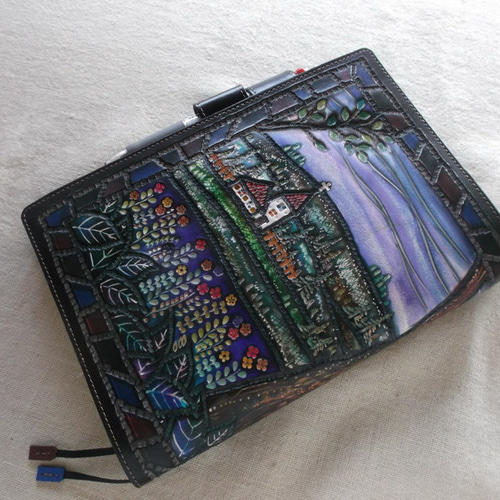 ほぼ日手帳カズン対応A5サイズ手帳カバー刻印＆拭き染め牛革