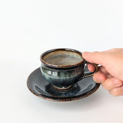 ディープブルーのコーヒーカップ&ソーサー　　 【手仕事　民藝　和　陶器】 4枚目の画像