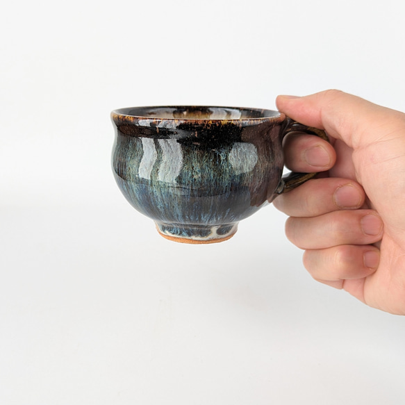 ディープブルーのコーヒーカップ&ソーサー　　 【手仕事　民藝　和　陶器】 5枚目の画像