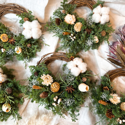 〜Christmas wreathe mini7‧✩͓̊〜フレッシュでお作りするミニリース　ノエル 3枚目の画像