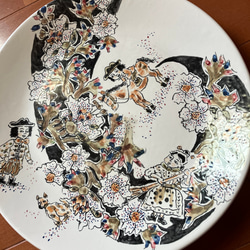 《送料無料》アトリエターコの飾り皿「黒紋様HENBITO」 2枚目の画像