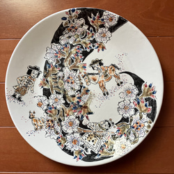 《送料無料》アトリエターコの飾り皿「黒紋様HENBITO」 1枚目の画像