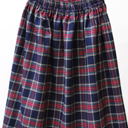 【即納】タータンチェック ロングスカート（ ネイビー × レッド ）紺 チェック 5枚目の画像