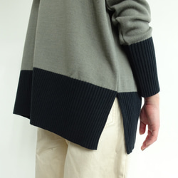 [日本製造] 保暖高領針織&lt;灰色×木炭&gt; 第5張的照片