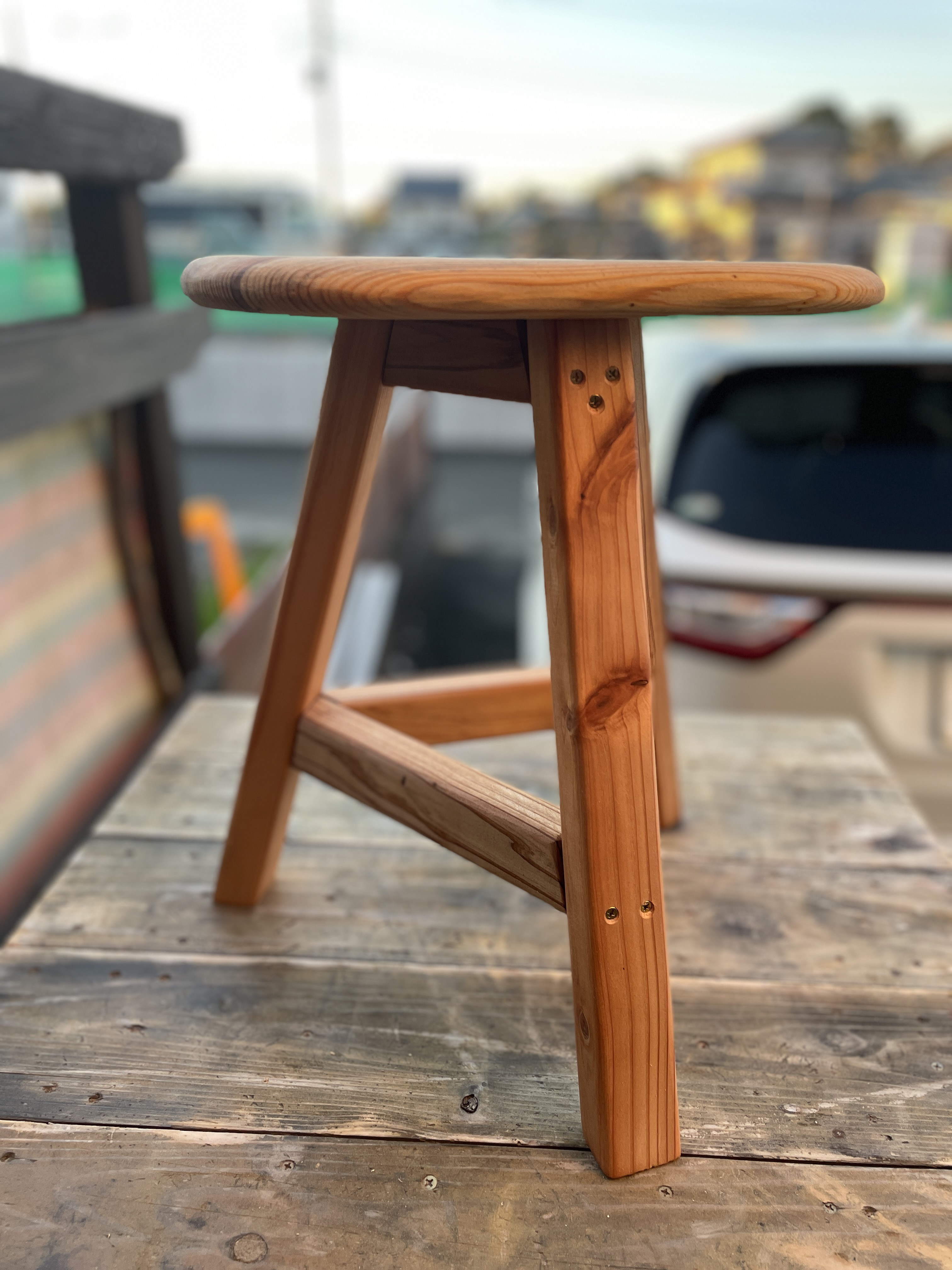 ほぞ組】木製スツール高さ65cm丸椅子stool