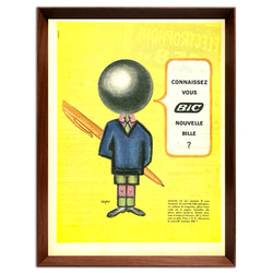 サヴィニャック Bic ボールペン 1960年代 フランス ヴィンテージ 雑誌 広告 額付 ポスター 3枚目の画像