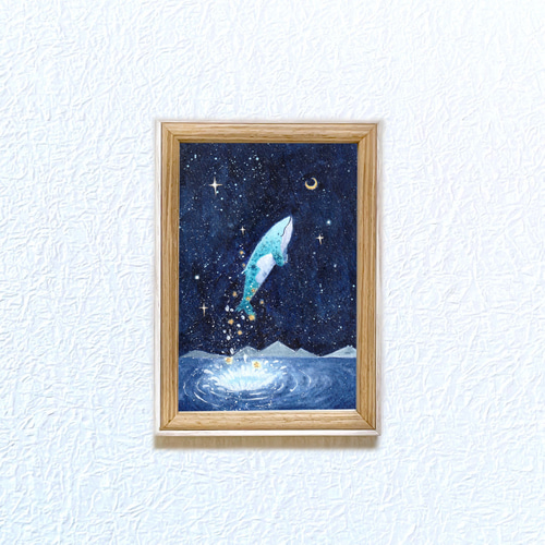 受注制作】空へ旅立ったクジラ 絵画 kuro 通販 16891776｜Creema