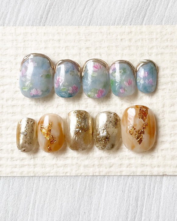 絵画ネイル モネの睡蓮 オーダーネイルチップ ネイルチップ（つけ爪） ネイル屋天の川 通販｜Creema(クリーマ)