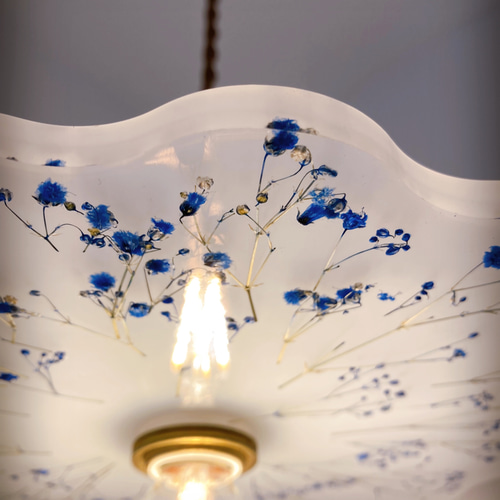 お花のランプシェード】かすみ草のランプシェード E17