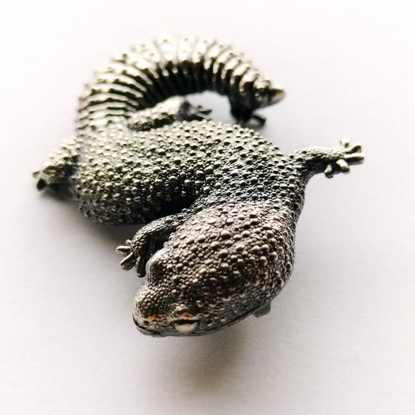 肥尾守宮 - Gecko - 兩用925銀別針項鍊 第7張的照片