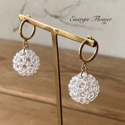 神聖幾何学フラーレン 水晶2ミリ球 ピアスに見えるイヤリング 大人