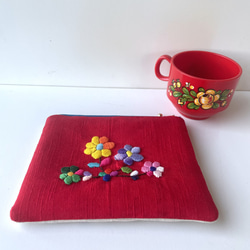 両面手刺繍ポーチ「秘密の花園」 4枚目の画像