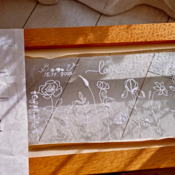 【ホワイトガーデン】イニシャル♡日付　刺繡のリングピロー　オーダー商品 14枚目の画像